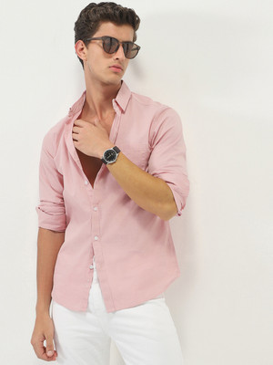 Urbano Fashion Men Solid Casual Pink Shirt