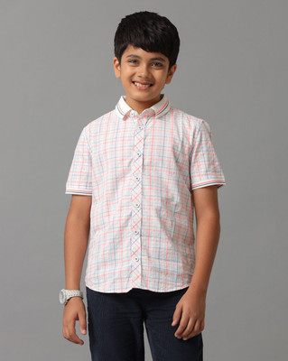 Under Fourteen Only Boys Self Design Casual Blue Shirt