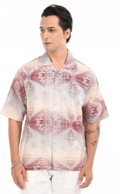 Estilocus Men Self Design Casual Purple Shirt