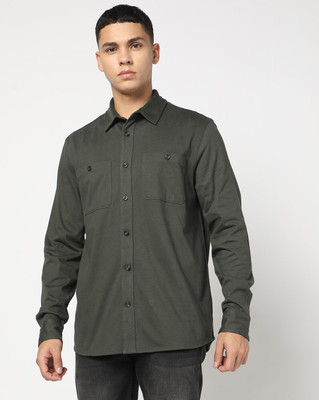 GAP Men Solid Casual Green Shirt