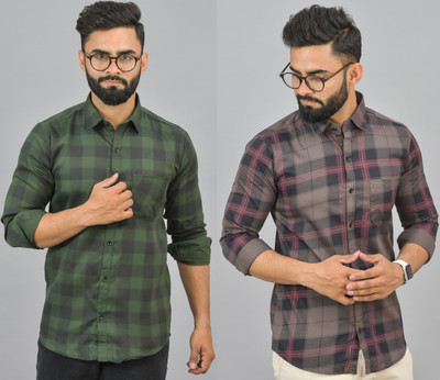 Hems trends Men Checkered Formal Multicolor Shirt(Pack of 2)