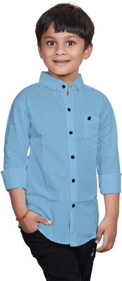 ZAKAR Boys Solid Party Light Blue Shirt