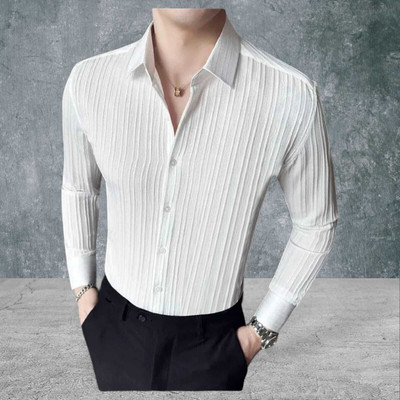 SHIVAY TRENDS Men Self Design, Solid Casual White Shirt