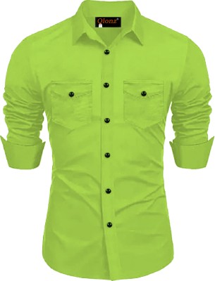 Qlonz Store Men Solid Casual Light Green Shirt