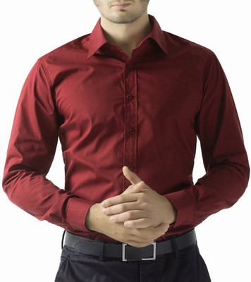 Super Westan Men Solid Casual Maroon Shirt