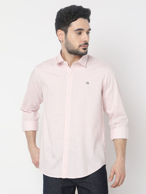 Spykar Men Striped Casual Pink Shirt