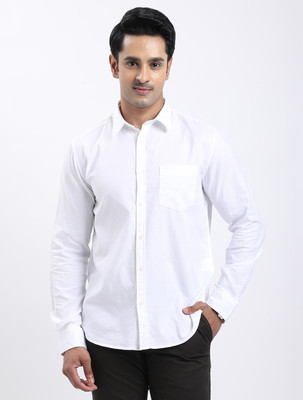 INDIAN TERRAIN Men Solid Casual White Shirt