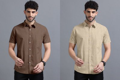 METRONAUT Men Checkered Casual Multicolor Shirt(Pack of 2)