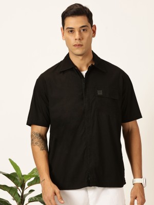 THOMAS SCOTT Men Solid Casual Black Shirt