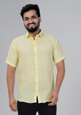 Shlok Men Self Design Casual Yellow Shirt