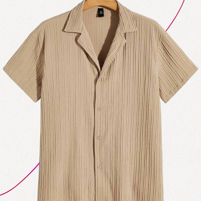 Dharamraj Fashion Men Self Design Casual Cream Shirt