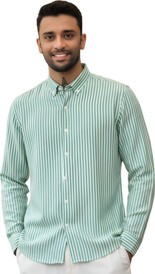 Jeny Trends Men Floral Print Formal Light Green Shirt