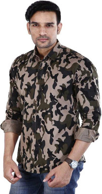 Lee Cross Men Printed Casual Green Shirt