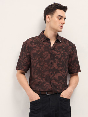 THE BEAR HOUSE Men Printed Casual Brown Shirt