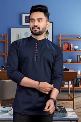 ROOP MISHREE Men Solid Casual Blue Shirt