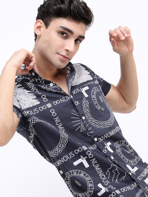 HIGHLANDER Men Printed Casual Blue Shirt