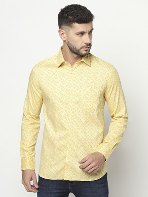 CRIMSOUNE CLUB Men Printed Casual Yellow Shirt