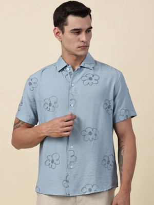 THOMAS SCOTT Men Self Design Casual Blue Shirt
