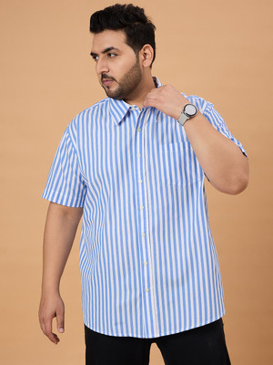 bigbanana Men Striped Casual White, Blue Shirt