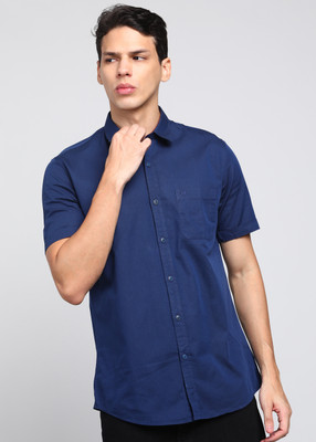 PETER ENGLAND Men Solid Casual Dark Blue Shirt