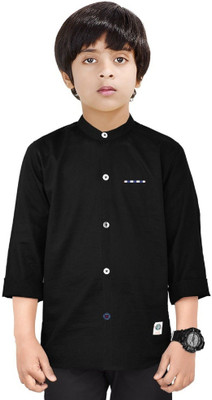 Paper Crane Boys Solid Casual Black Shirt