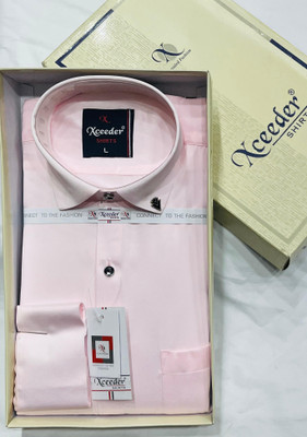 xceeder Men Self Design Party Pink Shirt