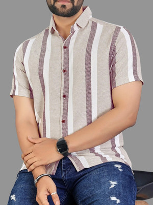 MILDIN Men Striped Casual Multicolor Shirt