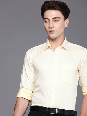 Raymond Men Solid Formal Yellow Shirt