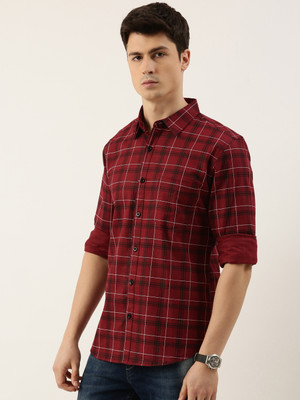 METRONAUT Men Printed Casual Black, Maroon, White Shirt