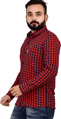 Arthz Fab Trends Men Solid Casual Red, Dark Blue Shirt