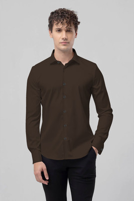HEMAS LIFESTYLE Men Solid Casual Brown Shirt
