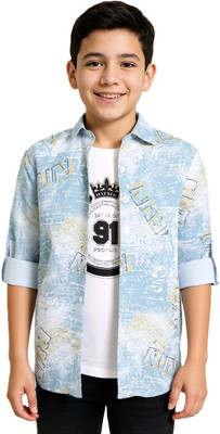 Charchit Boys Printed Casual Yellow Shirt