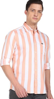 Arrow Sport Men Striped Casual Orange Shirt