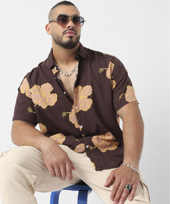 Instafab Plus Men Printed Casual Brown Shirt