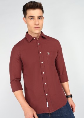 U.S. POLO ASSN. Men Solid Casual Brown Shirt