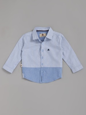 AI-NEVER GROW UP Baby Boys Striped Casual Blue Shirt