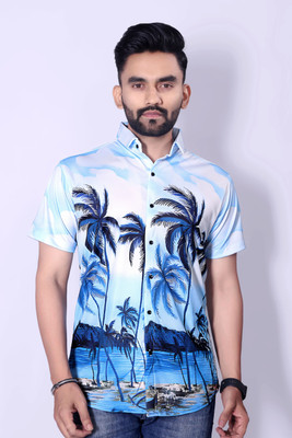 SHFASHION Men Printed Casual Pink Shirt