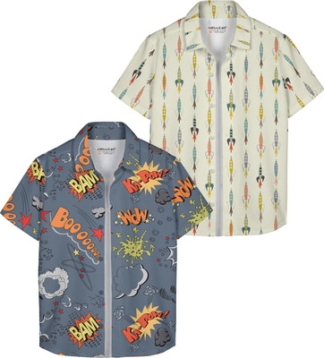 Hellcat Boys Printed Casual Multicolor Shirt(Pack of 2)