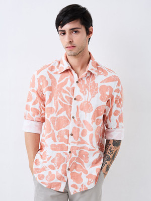 Spykar Men Printed Casual Pink Shirt