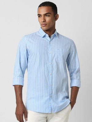 PETER ENGLAND Men Striped Casual Light Blue Shirt