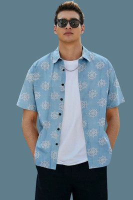 StellLIFEsTYLE Men Printed Casual Light Blue Shirt