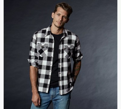 StyleVault Men Checkered Party Black, White Shirt