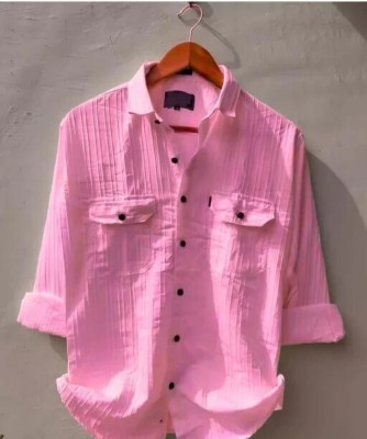 ManlyAttire Men Solid Casual Pink Shirt