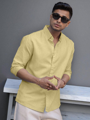 Yanthi Trend Men Self Design Casual Yellow Shirt