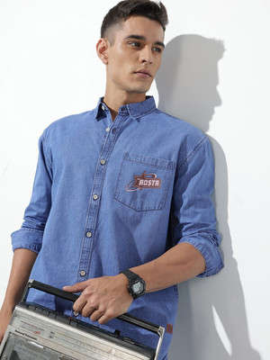 Roadster Men Solid Casual Blue Shirt