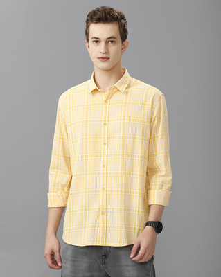 VOI JEANS Men Checkered Casual Yellow Shirt