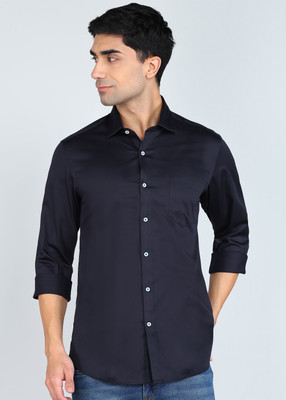INTEGRITI Men Solid Casual Dark Blue Shirt