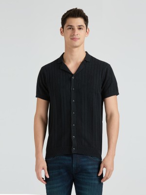 Pepe Jeans Men Self Design Casual Black Shirt