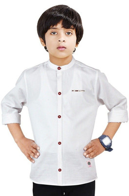 Paper Crane Boys Solid Casual White Shirt