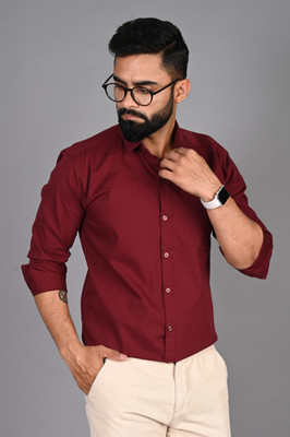 TIKI TEES TREND Men Solid Casual Maroon Shirt